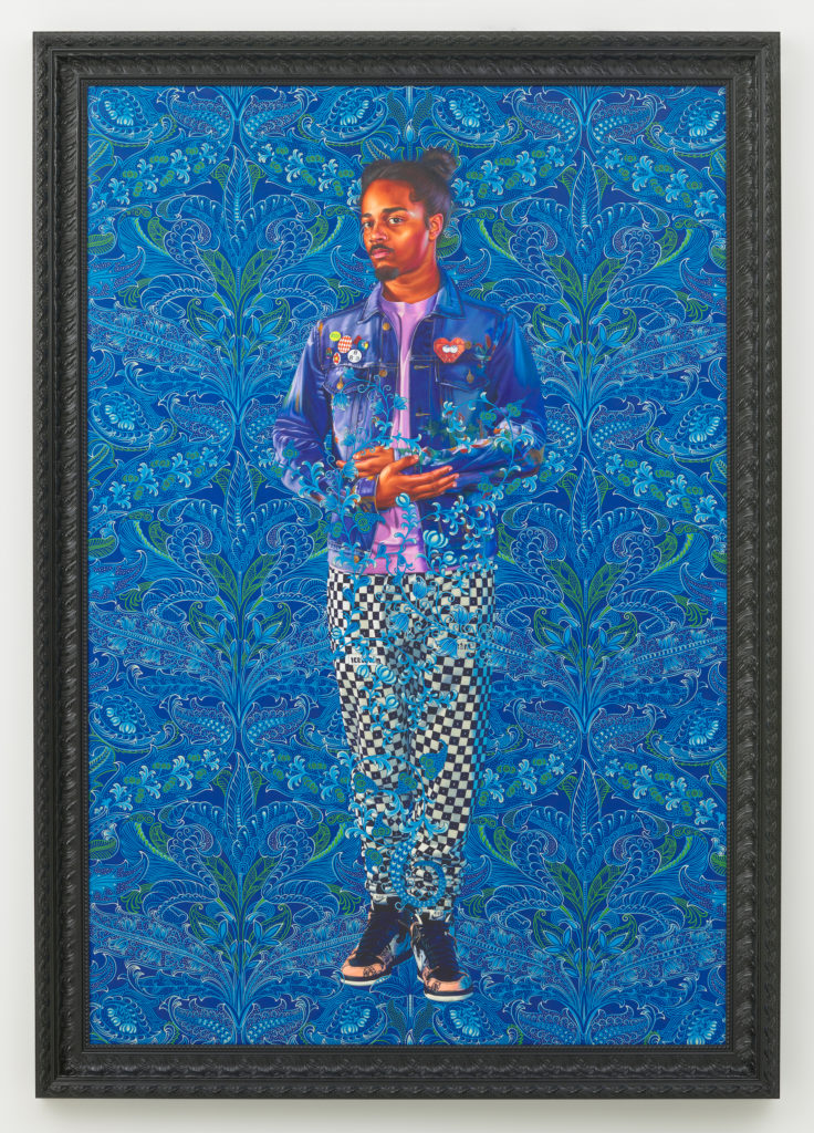 Kehinde Wiley’s "Portrait of Jordan Phillips II," 2020, at Roberts Projects (Courtesy of The Armory Show)
