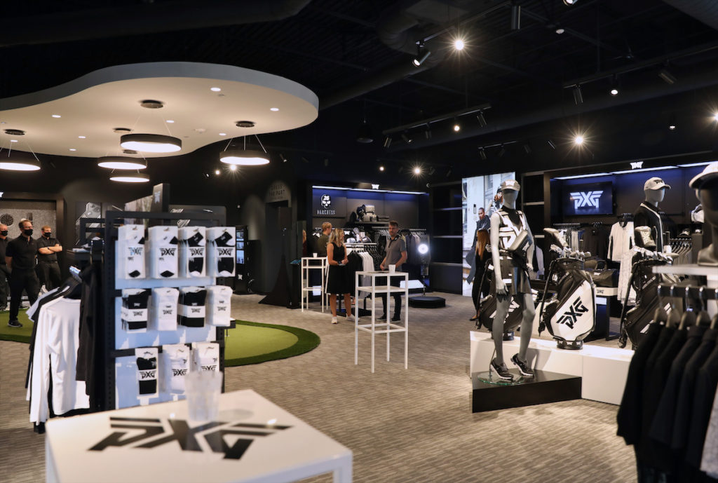 Apparel and and golf clubs mix on the main foor of PXG Dallas. (Photo by Rick Kern/Getty Images for PXG)