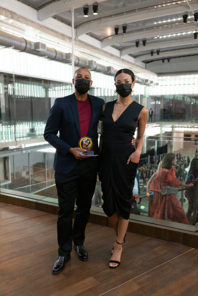 Wildcatting in the Arts award recipient Rick Lowe, India Lovejoy (Photo by Daniel Ortiz)