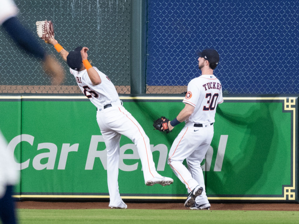 Jose Siri thought he had this ball. (Photo by F. Carter Smith)