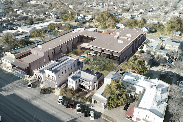 When it opens in late summer of next year, the Albert Hotel will spread across two acres in the center of Fredericksburg. (Renderings by Clayton Korte) (Photo by Renderings by Clayton Korte)