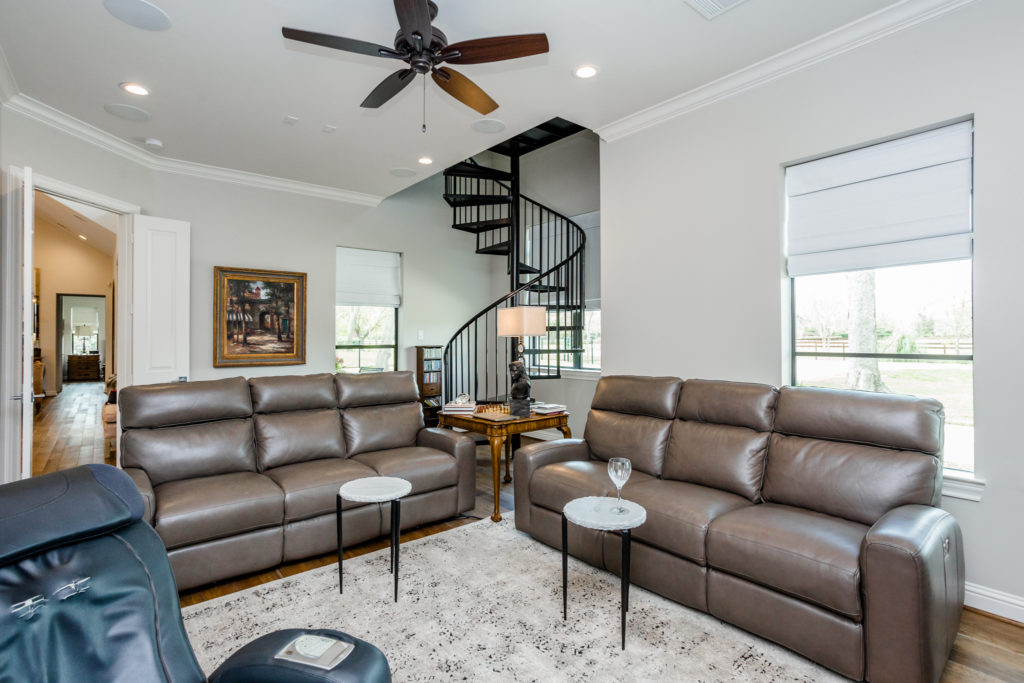 Room with specific purposes, such as this screening and media room, must have suitable seating.