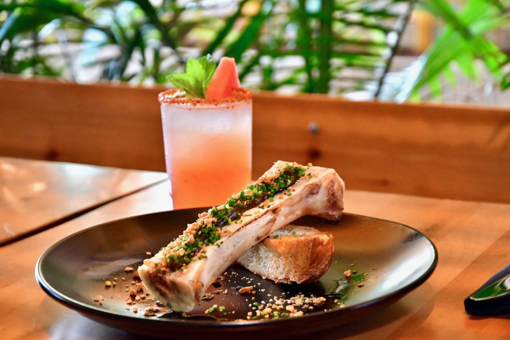 The chef's bone marrow dish ($19) is a guajillo marmalade-topped bone marrow app.  (Photo by Michael Anthony)