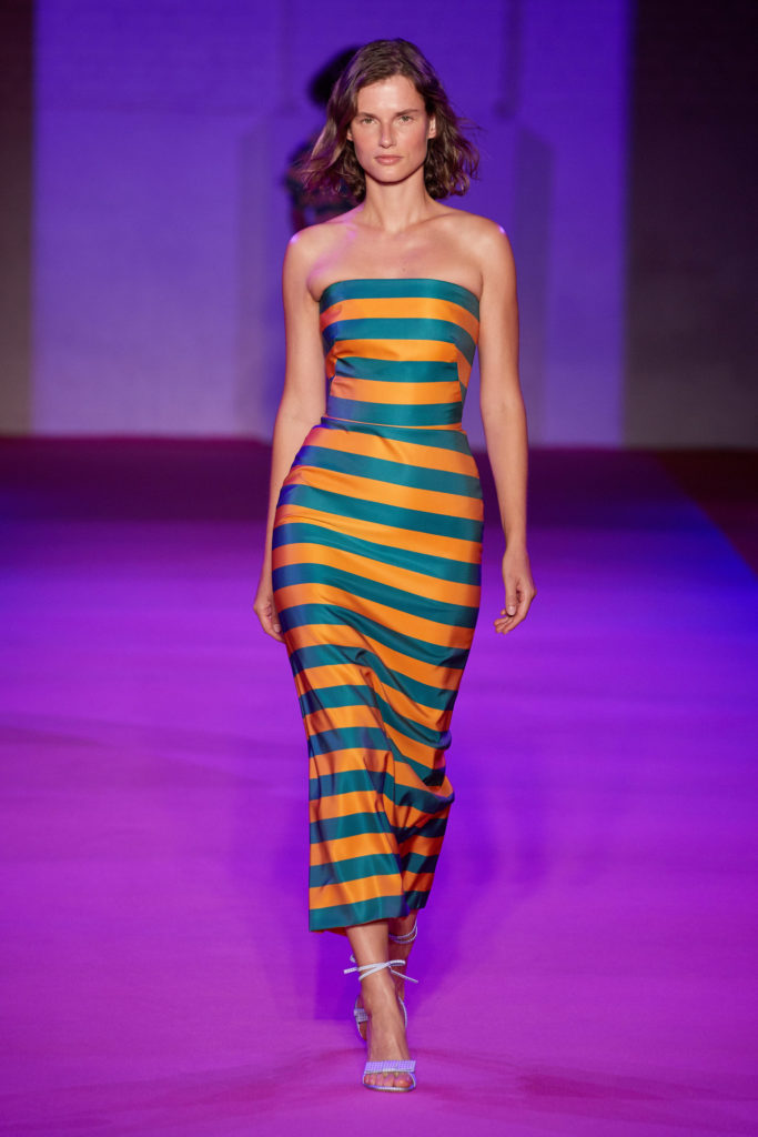 Brandon Maxwell stripe dress. (Photo by Greg Kessler courtesy of Brandon Maxwell)