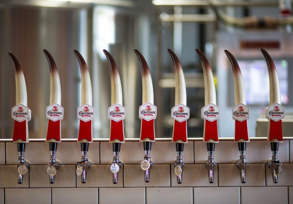 Cowtown Brewing's tap wall takes the beer by the horns.
