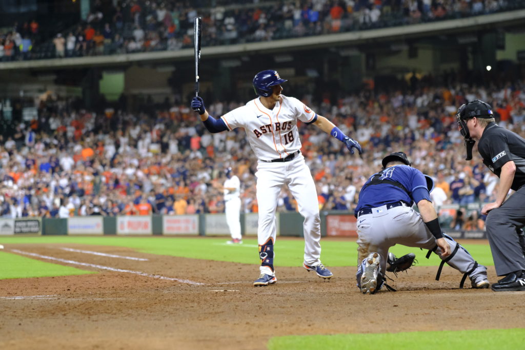 Jason Castro drew the game-winning walk after Chas McCormick tied on it on an even more epic walk. (Photo by F. Carter Smith)