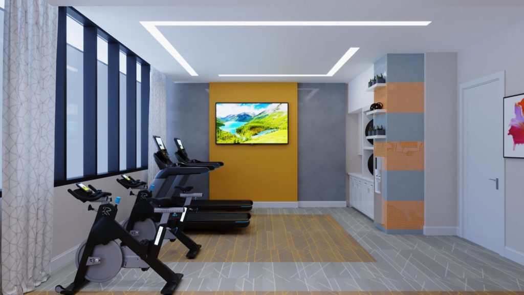 The fitness space also features a massage room, spa room and a full-service salon.

