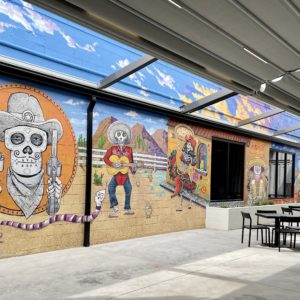 Fort Brewery – Colorful murals add to the ambience on the spacious patio