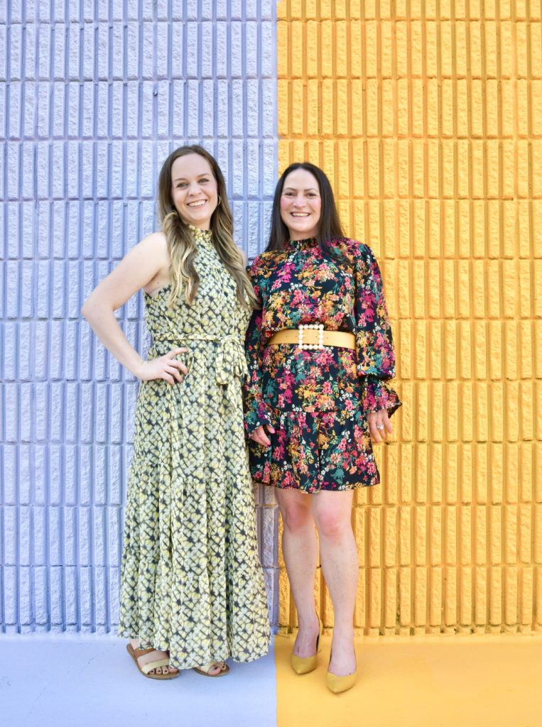 Heather Wied, Melissa Kinsella at unveiling of the Sugar & Cloth Color Wall.  (Photo by Alex Montoya)