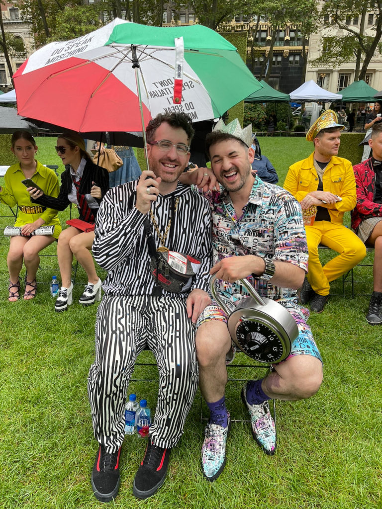 Moschino super-fans dress for the occasion. (Photo by Clifford Pugh)