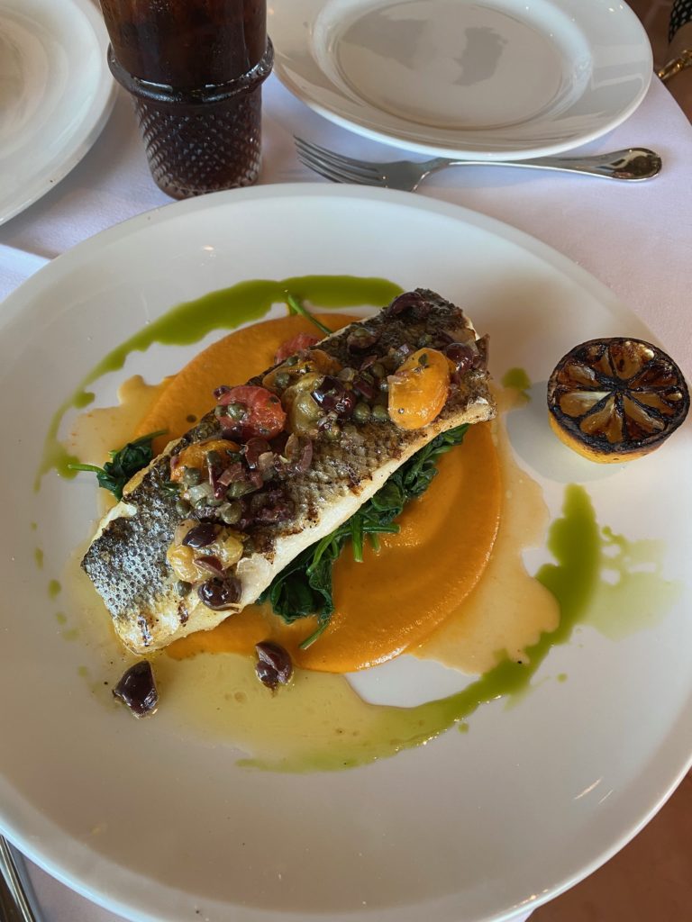 Branzino on the menu at Lulu's River Oaks