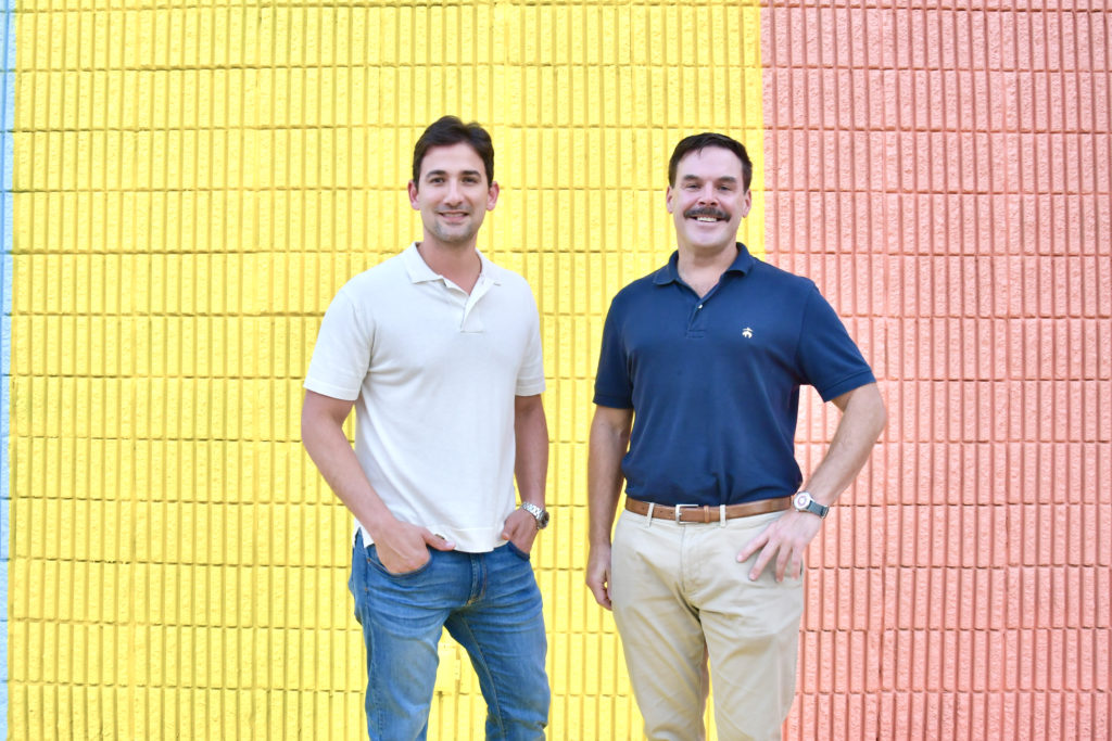 Jose Ocque, Chris Williams at unveiling of the Sugar & Cloth Color Wall.  (Photo by Alex Montoya)