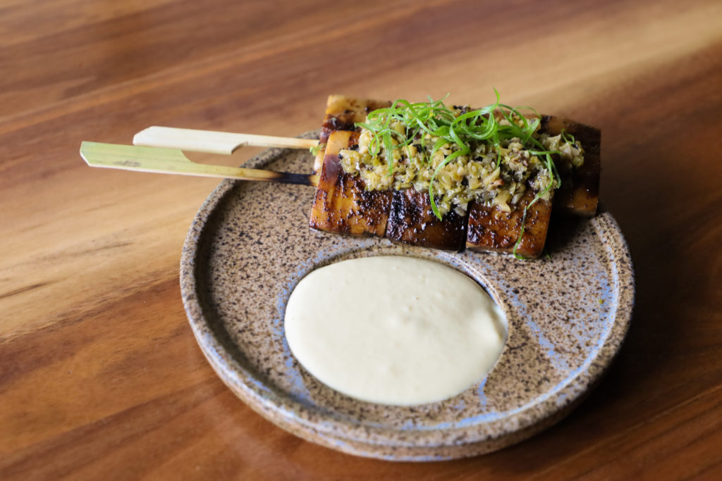 KinokoSkewer_MisoEggSauce_BrusselShisitoChimi
