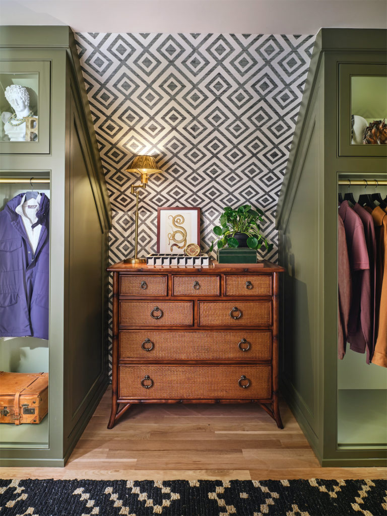 A travel-inspired dressing area by Burkle Creative. (Photo by Stephen Karlisch)
