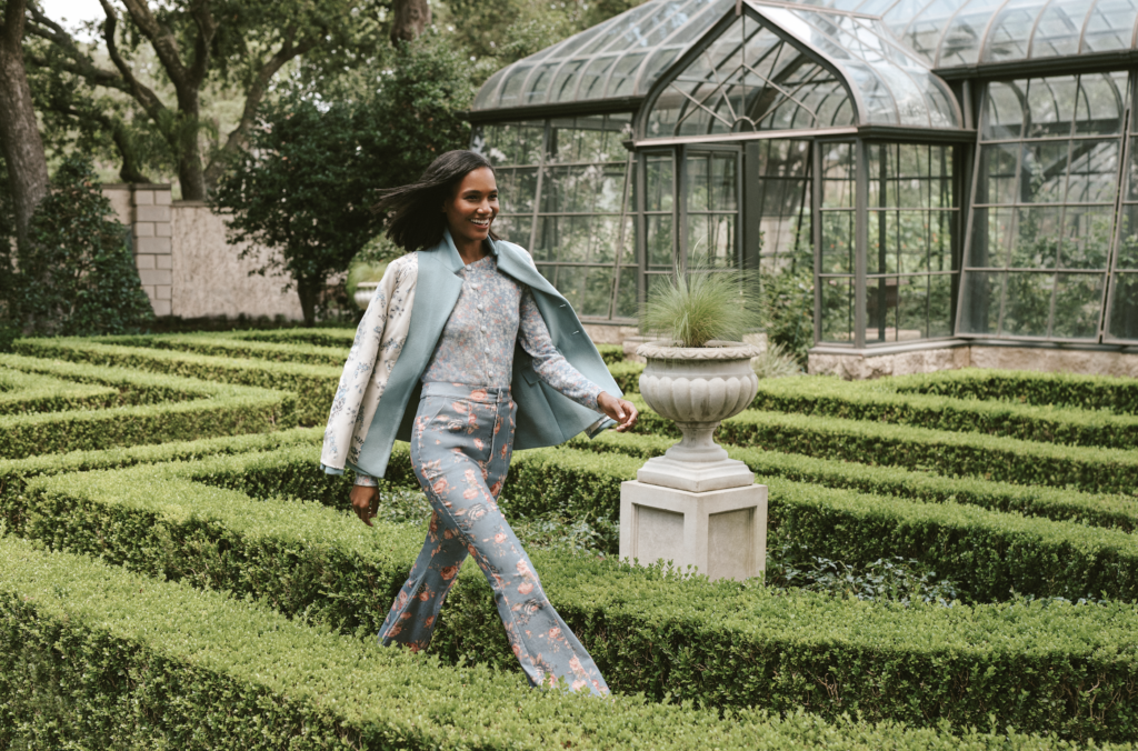 LoveShackFancy offers sleek silhouettes and patterns for the season. (courtesy Highland Park Village)