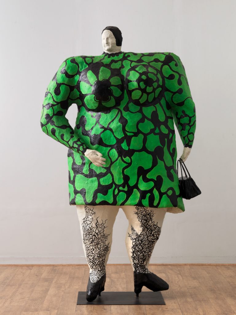Niki de Saint Phalle, Madame, or Green Nana with Black Bag, 1968. Painted polyester, 101 9/16 × 60 5/8 × 25 9/16 in. (258 × 154 × 65 cm). Private collection, Courtesy of Galerie Georges-Philippe & Nathalie Vallois, Paris. © Niki Charitable Art Foundation. All rights reserved. Photo: André Morain