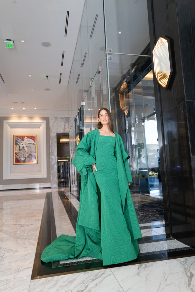 The Post Oak Hotel's contemporary art collection provides a vibrant backdrop for the Spring 2022 Oscar de la Renta Collection, presented by Tootsies. (Photo by Daniel Ortiz)