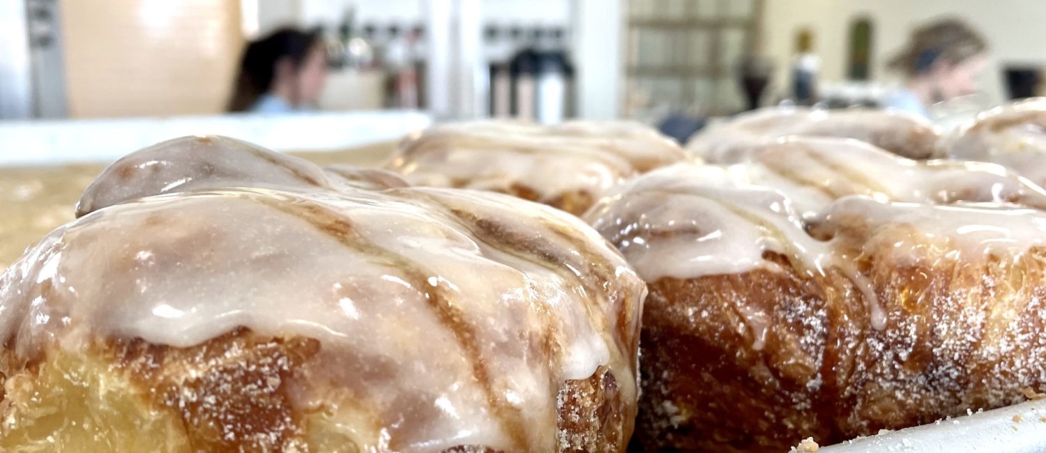 Parlor Doughnuts – a tray of fresh honey glazed cronuts
