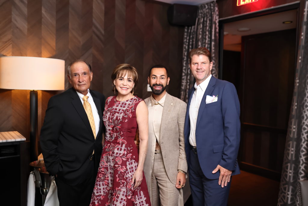 Glenn Reyes & Hallie Vanderhider, Fady Armanious & Bill Baldwin at the Steak 48 Launch the Season dinner (Photo by Quy Tran)