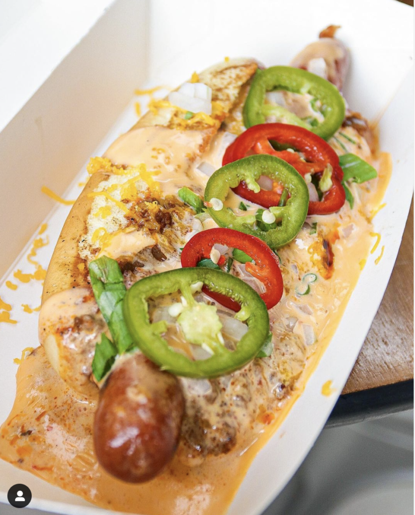 Peaky Grinders does not just do burgers at Railway Heights. You can also get a mean chili dog. (@railwayheightsmarket)