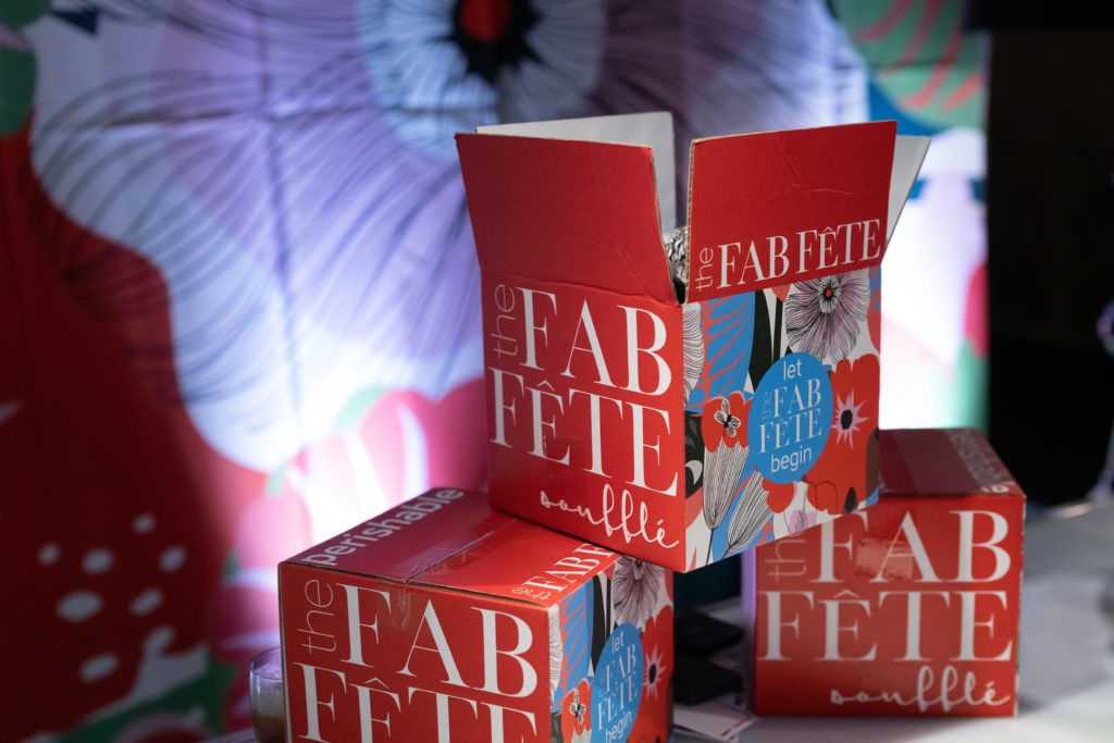 Packaging for the Fabe Fête tasting was part of the decor at Swift + Company (Photo by Daniel Ortiz)
