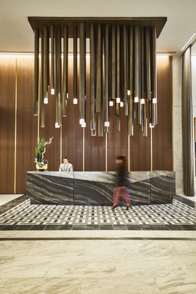 The reception area is a stand out as you enter Thompson Dallas for your luxe staycation.