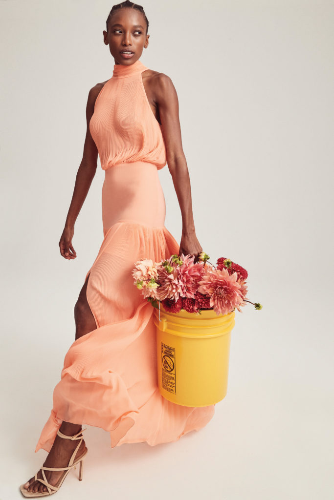From the Veronica Beard spring '22 collection: Peach halter gown. (Photo courtesy of Veronica Beard)