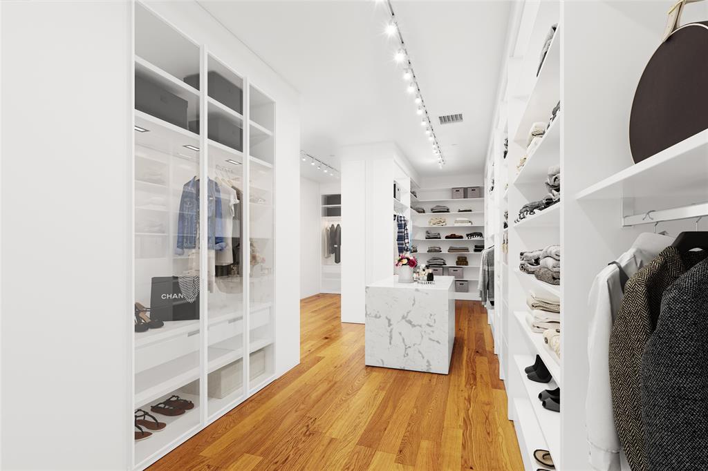 A closet to die for in the seventh floor penthouse at The Sophie.