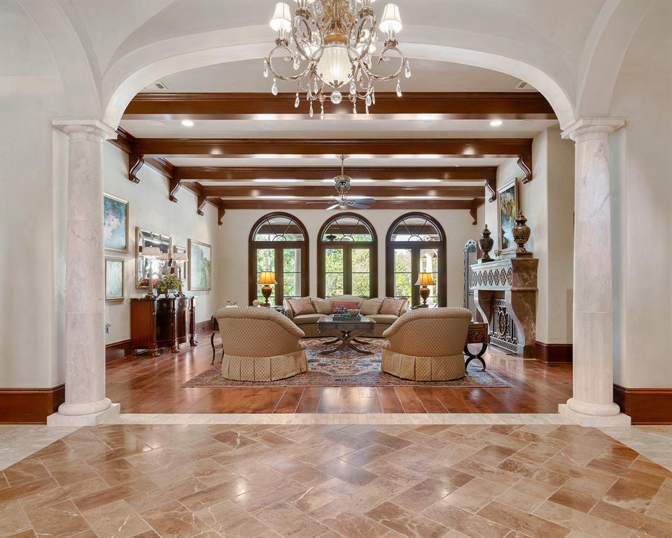 One of several gathering rooms in the 14,811 square foot home in The Woodlands enclave of Carlton Woods.