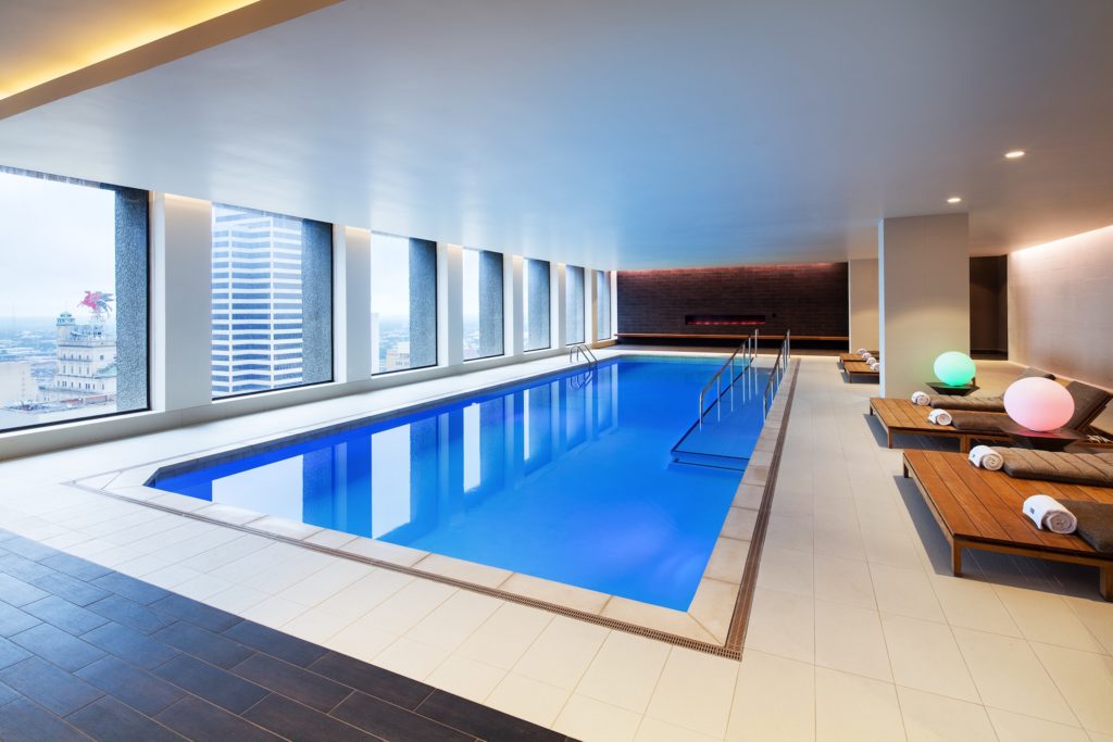 The indoor heated pool at Westin Hotel Downtown is perfect for laps.