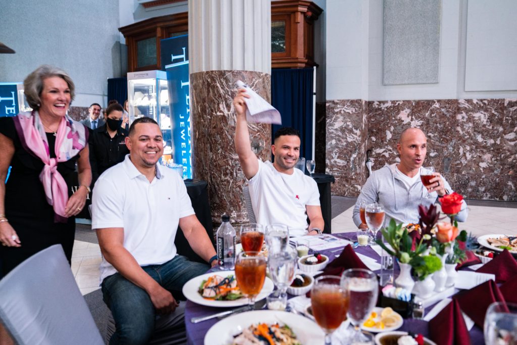 Jose Altuve jumped into the action at the Safe at Home luncheon.