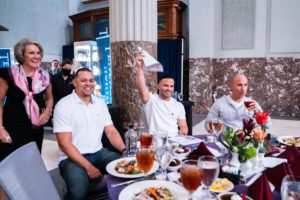 Jose Altuve jumped into the action at the Safe at Home luncheon.
