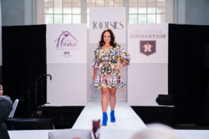Katie Bracamonte, wife of bullpen catcher Javier Bracamonte, was one of the models on the runway.