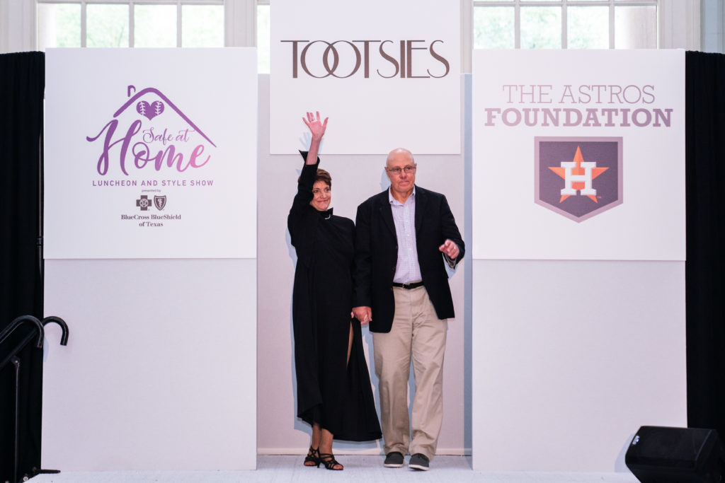 Astros pitching coach Brent Strom and his wife Carrie received enthusiastic applause for their runway turn.