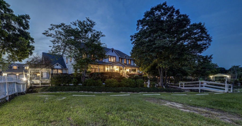 This home is situated on 42 acres of beautiful land, and features 8 bedrooms and 11 baths. 