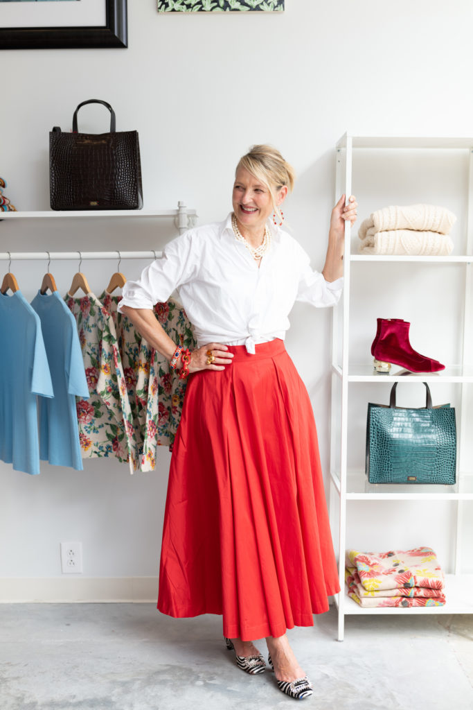 Elyce Arons in the Frances Valentine boutique in River Oaks District (Photo by Daniel Ortiz)