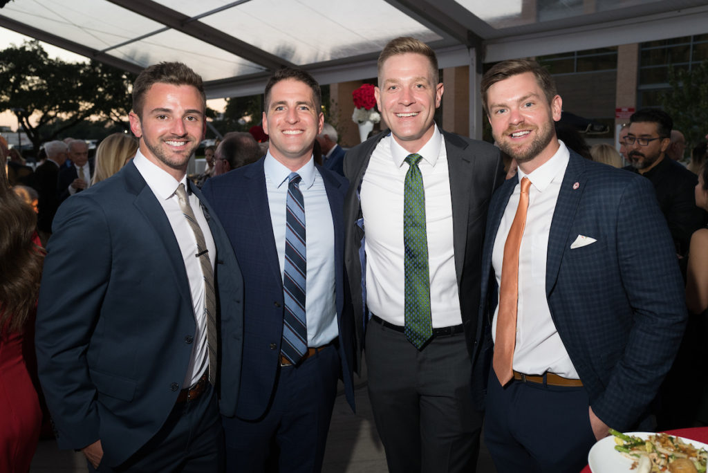 Drew Mixer, Dan Box, Alex Dailey, Michael Hogan at the Gerald D. Hines College of Architecture and Design 75th anniversary gala (Photo by Daniel Ortiz)