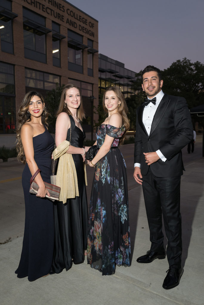 Maryam Afify, Jeannice Macklin, Andrea Perea, Shaya Attaei at the Gerald D. Hines College of Architecture and Design 75th anniversary gala (Photo by Daniel Ortiz)