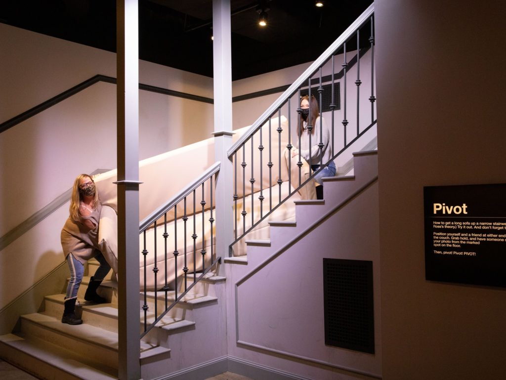 "Pivot!" Ross' couch up the stairs at The Friends Experience. (Courtesy)
