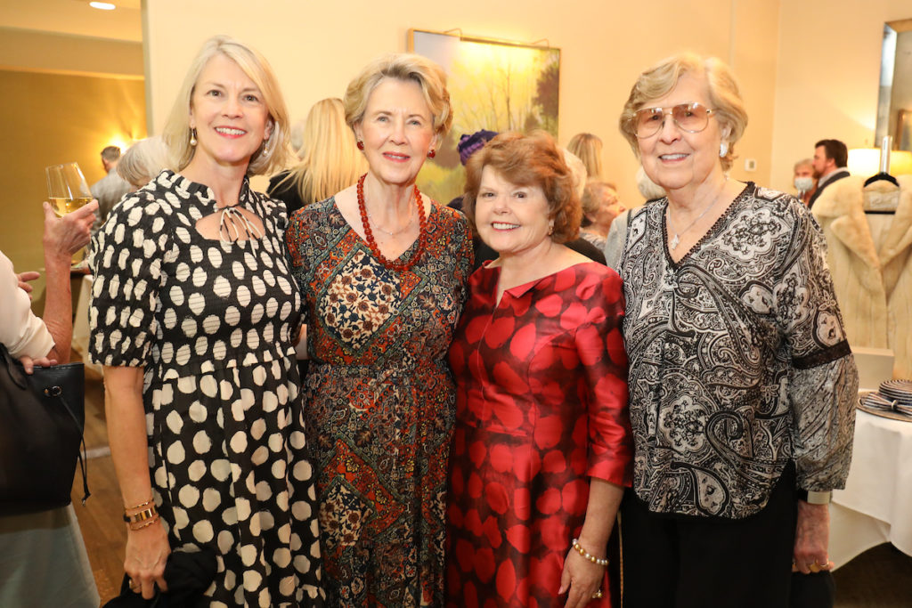 Suzanne Caram, Barbara FitzGerrell, Joanne Zumbrun, Barbara Lee Teas at the Heritage Society's Houston Heritage Luncheon (Photo by Priscilla Dickson)