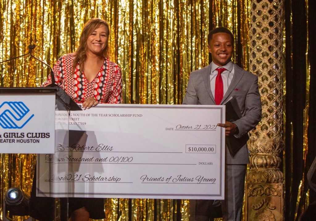 Michelle Young and Robert Ellis, Boys & Girls Club of Greater Houston Youth of the Year at the BGGH annual dinner. (Photo by Jenny Antill Clifton)