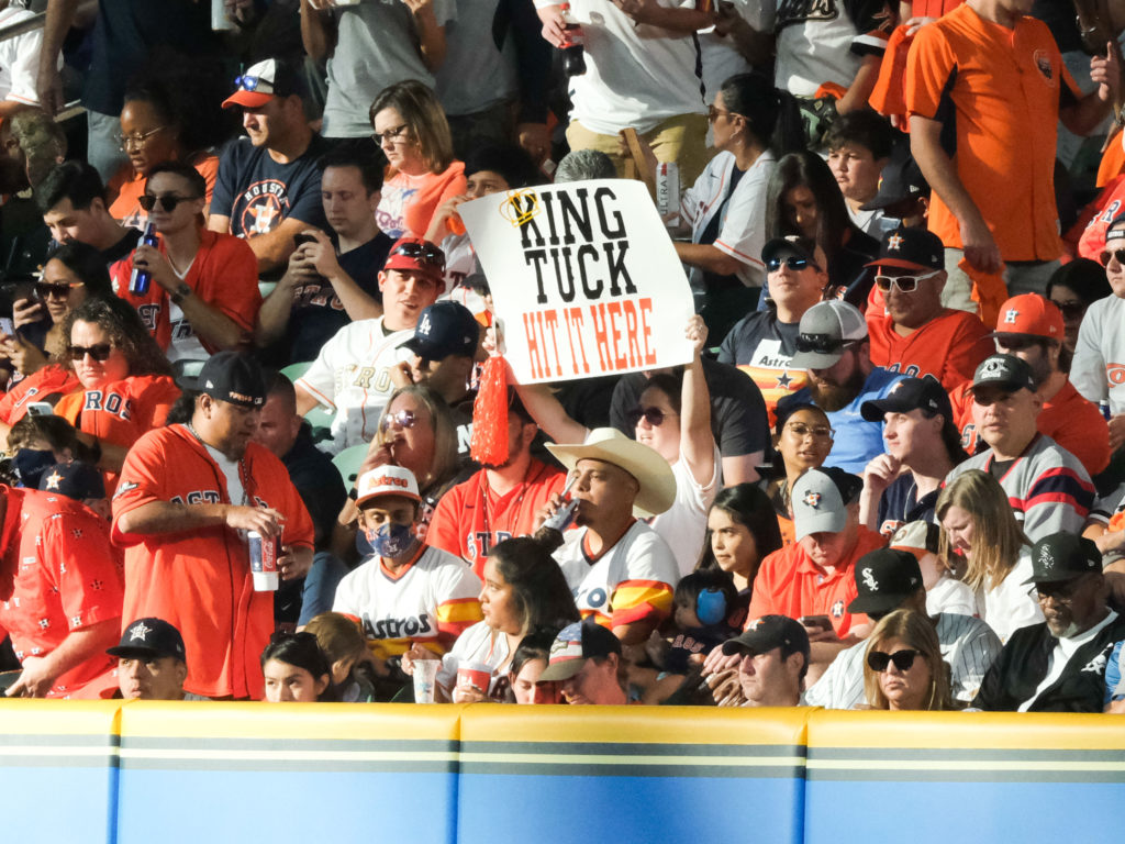 Houston Astros fans were back in Minute Maid Park for a postseason game for the first since the 2019 World Series. (Photo by F. Carter Smith)