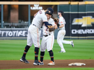 The Houston Astros clinched the American League West division championship with a 3-2 win over the Tampa Bay Rays Thursday at Minute Maid Park, After the victory, family members joined for an on-field celebration.