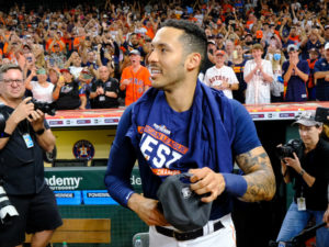The Houston Astros clinched the American League West division championship with a 3-2 win over the Tampa Bay Rays Thursday at Minute Maid Park, After the victory, family members joined for an on-field celebration.