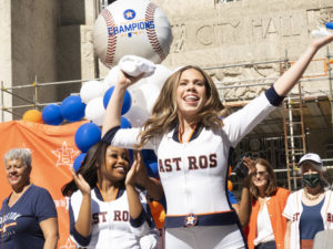 Astros Owner and Chairman Jim Crane, Astros General Manager James Click, Astros alums Jeff Bagwell and Jose Cruz, mascot Orbit and the Coca-Cola Shooting Stars will join Houston Mayor Sylvester Turner at City Hall to kick off the postseason celebration at