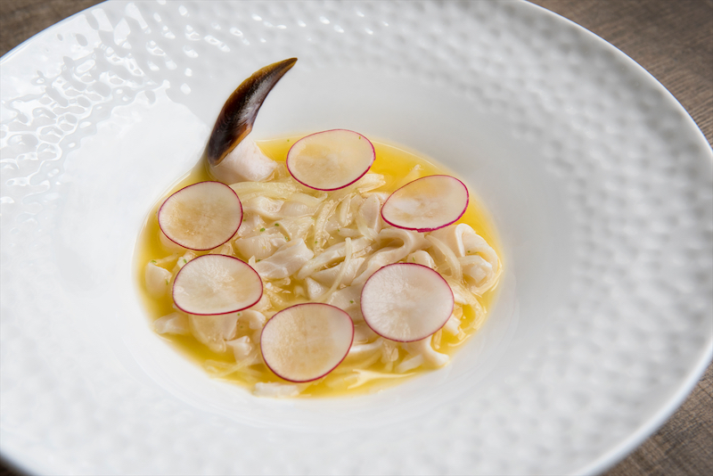 Scorched conch, the national food of the Bahamas, at Fish. 
