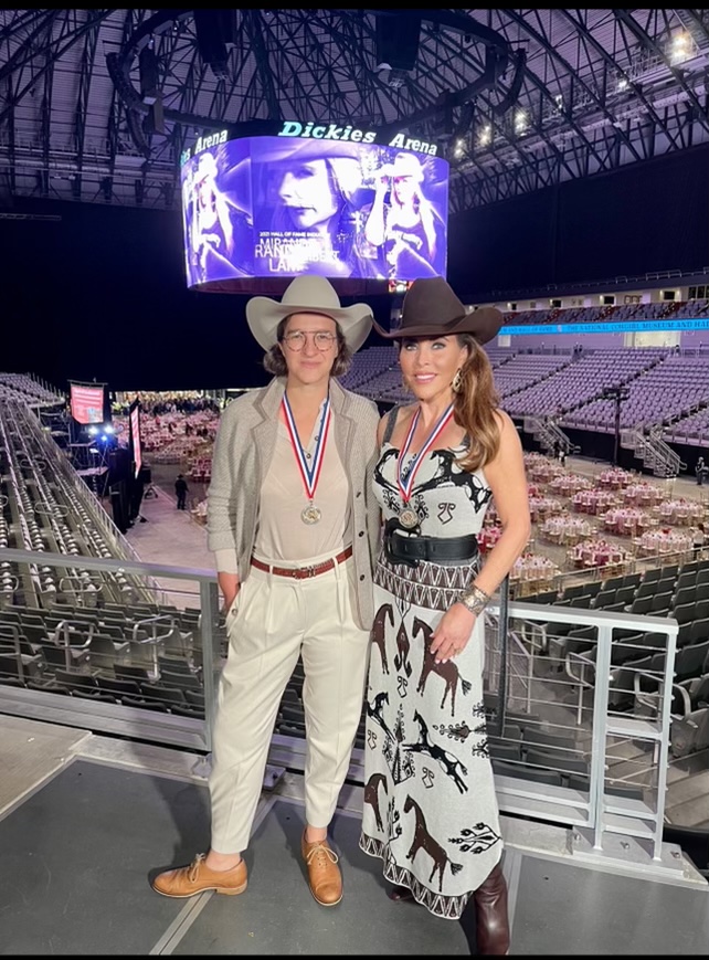 Hall of Fame Members Camilla Naprous and Stacie McDavid at the 45th National Cowgirl Museum and Hall of Fame Induction Luncheon in Fort Worth, Texas