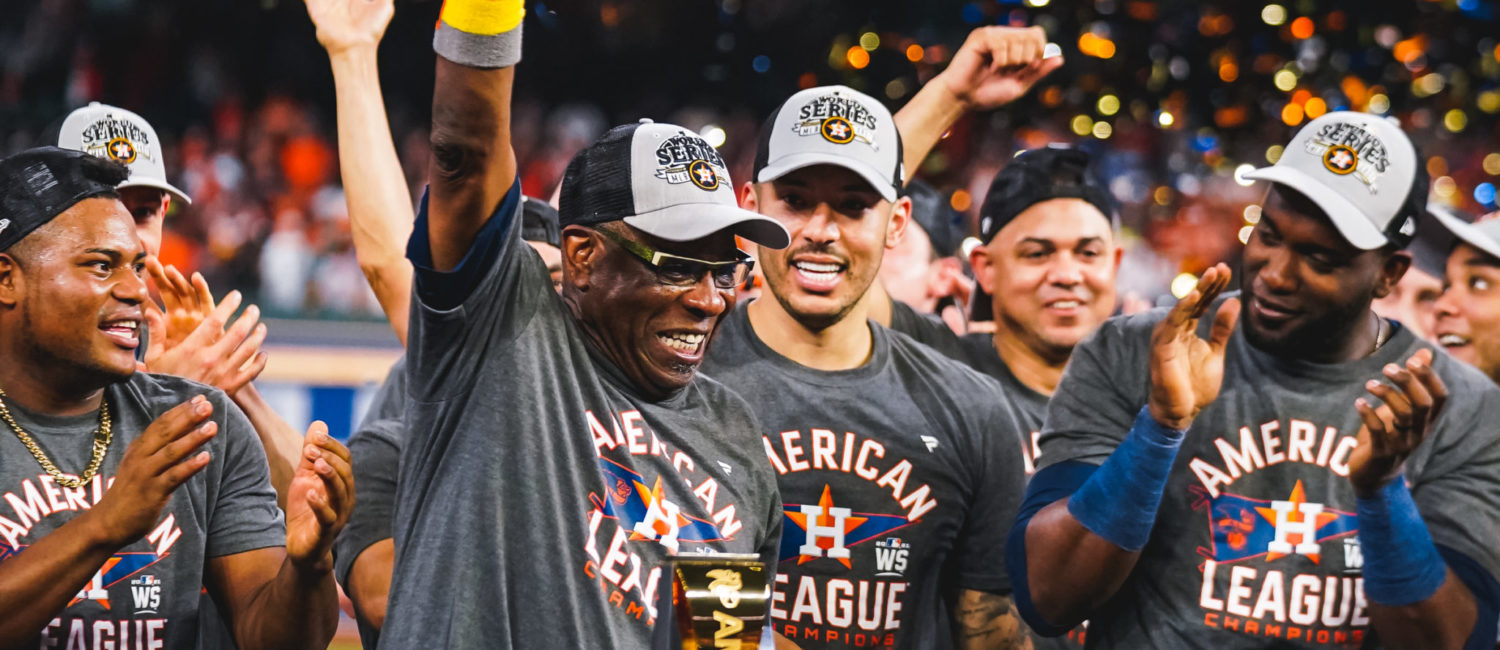 Framber Valdez, Dusty Baker, Carlos Correa, Yordan Alvarez and the rest of the Astros are going to the World Series. (@astros)
