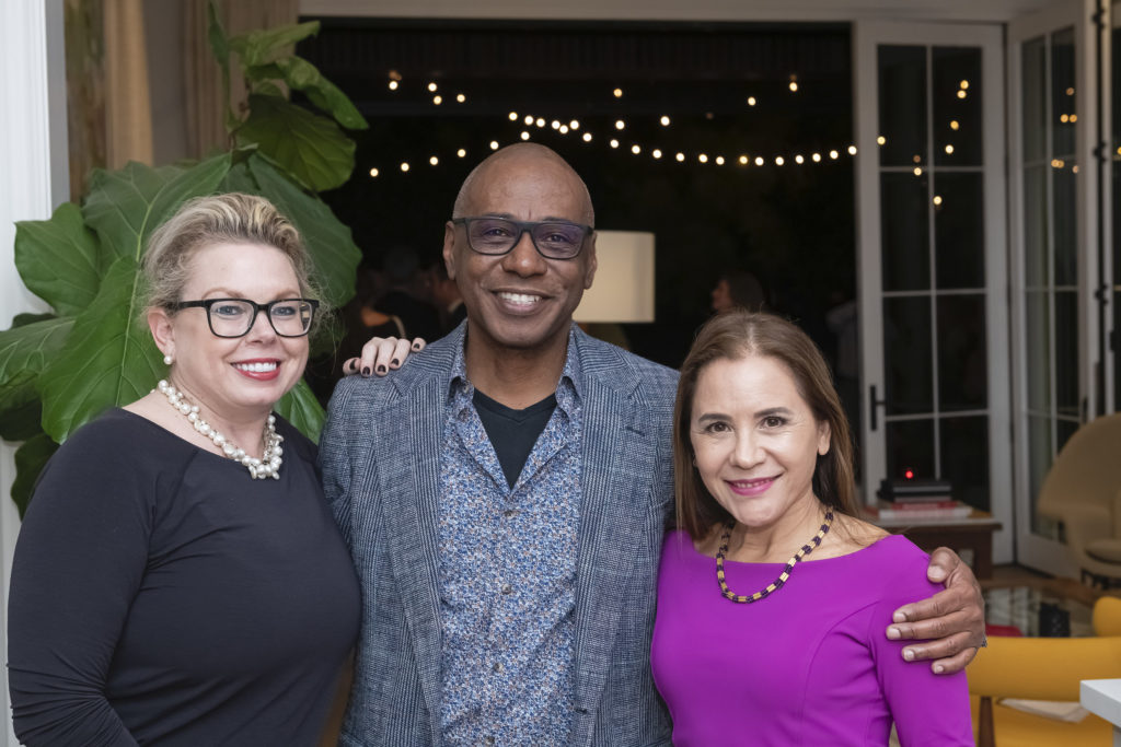 Tammy Dowe, Selven Jarmon O’Keefe,  Dr. Penelope Marks at the Houston Arts Alliance gala preview party. (Photo by Anthony Rathbon)