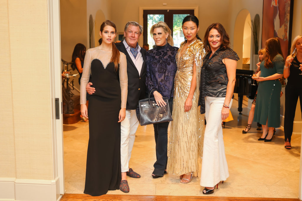 Model in Jenny Packham, Neal Hamil, Courtney Hopson, model in Jenny Peckham, Katherine Treistman at the Jenny Peckham cocktail reception in 2021. 